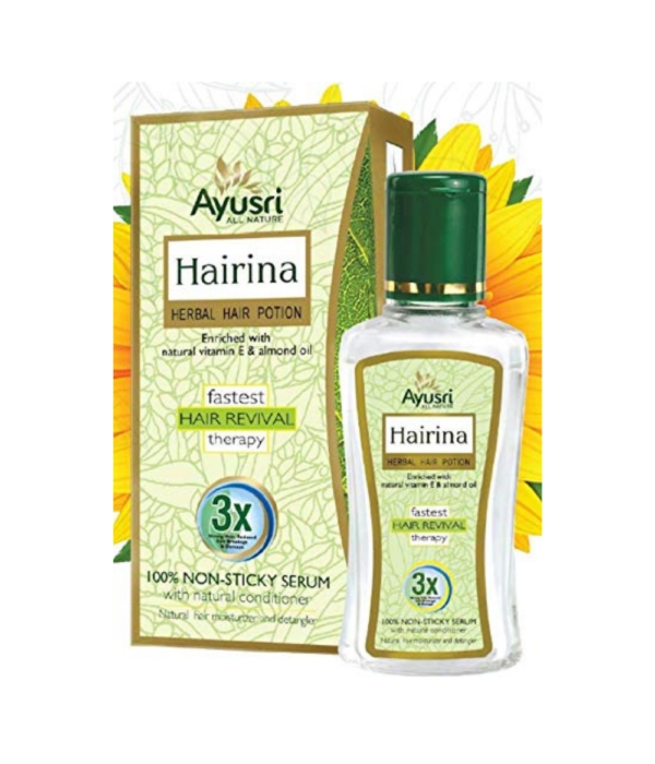 Ayusri Hairina Herbal Hair Potion Enriched With Natural Vitamin E & Almond Oil – 60 Ml Pack