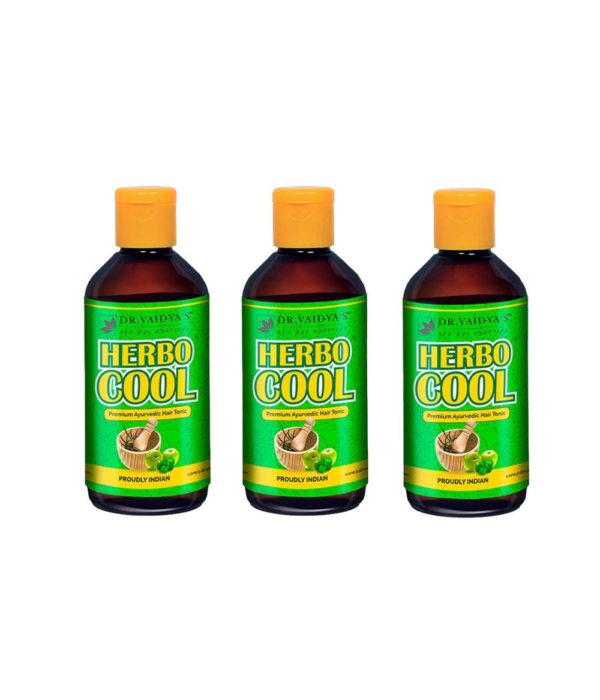 Dr. Vaidya's HerboCool Ayurvedic Oil For Healthy Hair Buy Two Get One 200 ML X 3 Bottles