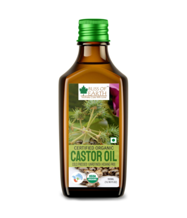 Bliss of Earth 500ML Certified Organic Castor Oil for Hair Growth, Cold Pressed & Hexane Free