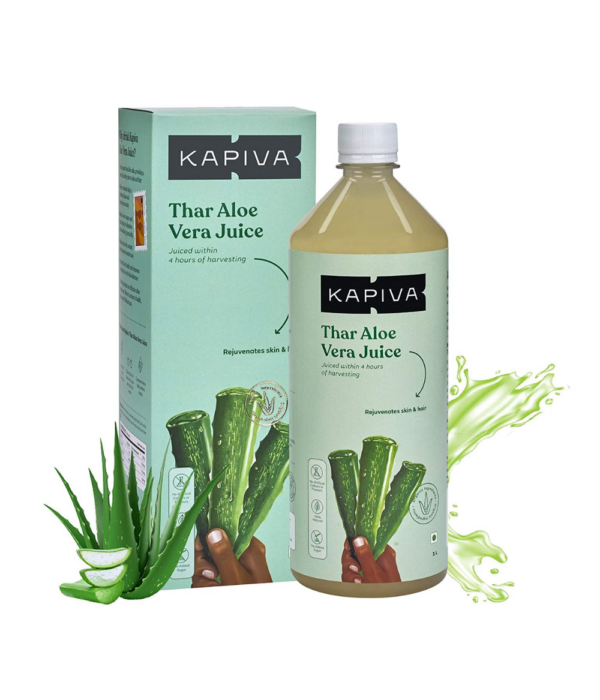 Kapiva Thar Aloe Vera Juice (with Pulp) | Rejuvenates Skin and Hair | Natural Juice made within 4 hours of harvesting | No Added Sugar, 1L