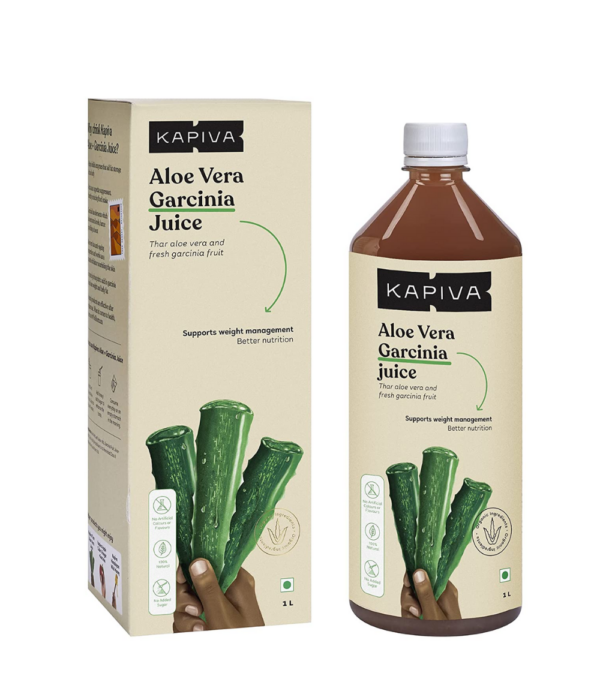 Kapiva Aloe Vera + Garcinia Juice Aids Weight Loss - No Added Sugar, 1 L