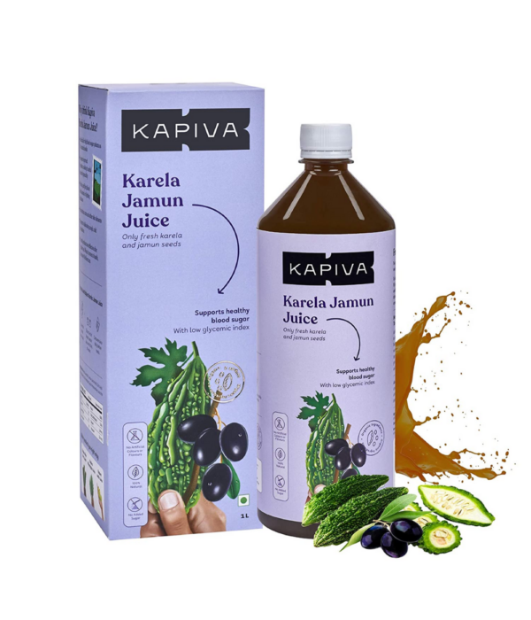 Kapiva Karela Jamun Juice | Natural Juice made from Fresh Karela and Jamun Seeds | Low Glycemic Index | No Added Sugar, 1L