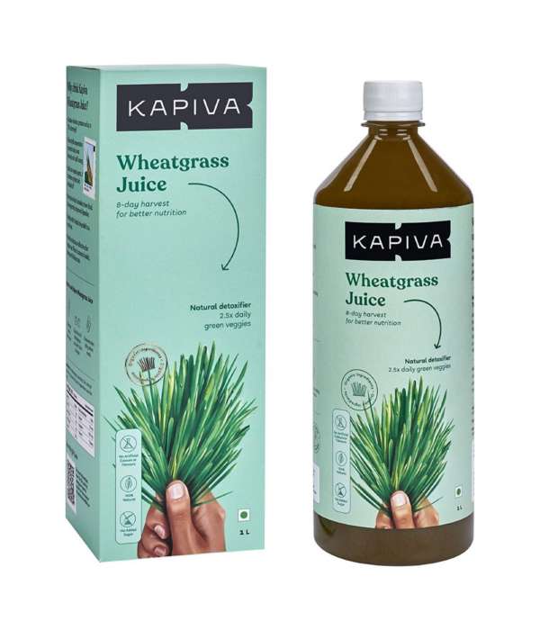 Kapiva Wheatgrass Juice 1L | Ayurvedic Juice for Detoxification | High Chlorophyll, 8th day harvested Wheatgrass | No Added Sugar