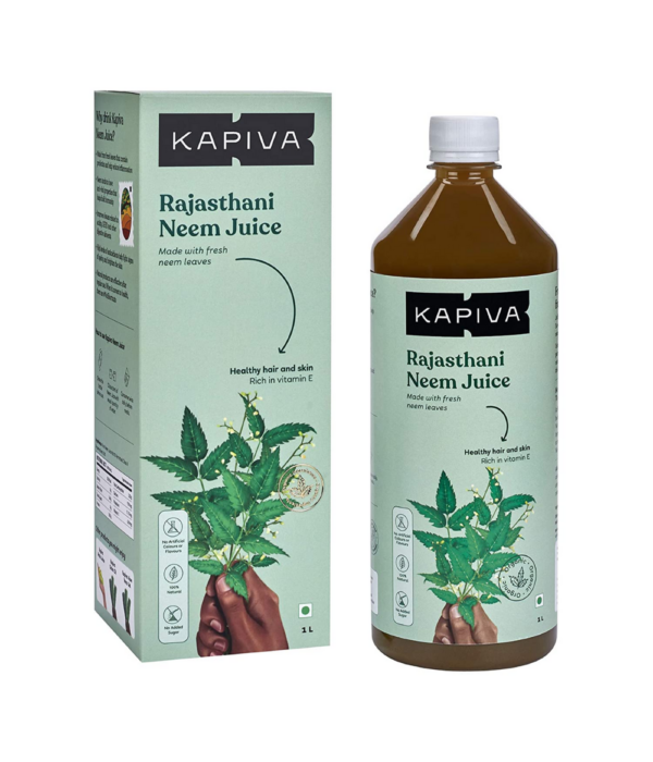 Kapiva Rajasthani Neem Juice | Natural Juice made from Fresh Neem Leaves | Healthy Hair & Skin | No Added Sugar, 1L