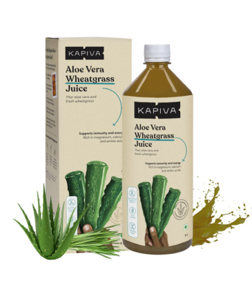 Kapiva Aloe Vera + Wheatgrass Juice Natural Detoxifier – No Added Sugar, 1 L