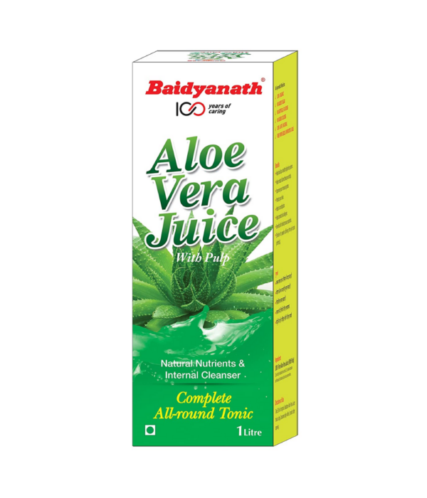 Baidyanath Aloe Vera Juice with Pulp - An All-Round Tonic for Skin and Hair - 1L