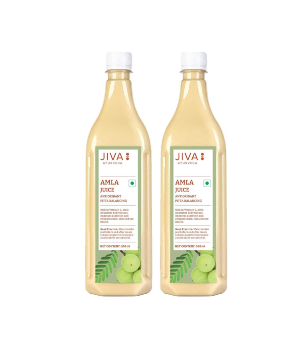 Jiva Amla Juice - 500ml | Pack of 2 Boosts Digestion And Immunity | Rich Source of Vitamin C | Effective in Hair, Skin, Eye, Dental & Digestive Problems