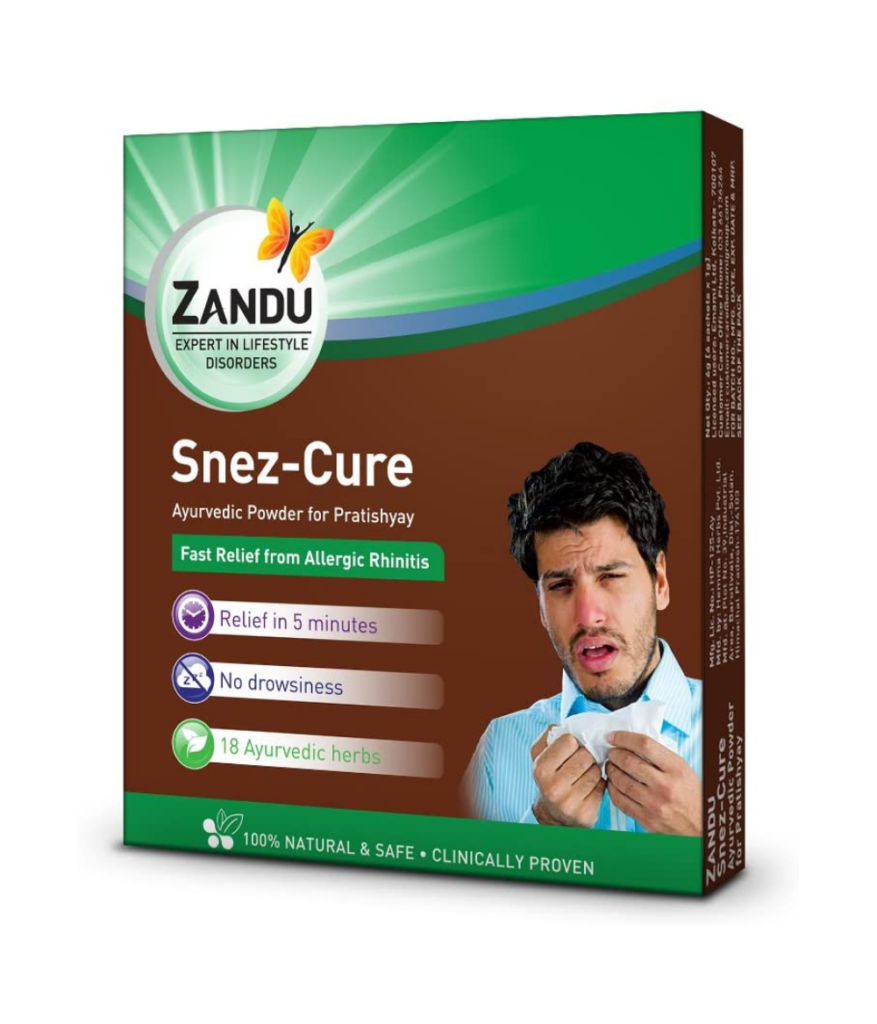 Zandu Snez Cure for Nasal Allergy 6 Sachets Ayurveda