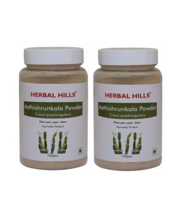 Herbal Hills Asthishrunkala Powder 100g Pack of 2 | Cissus Quadrangularis | Veldt Grape | Devil's Backbone | Adamant Creeper | Hadjod | Pirandai