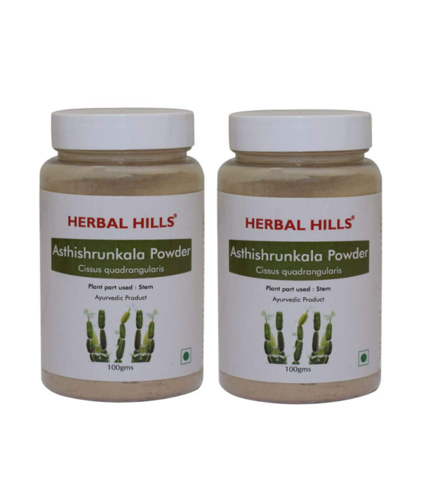 Herbal Hills Asthishrunkala Powder 100g Pack of 2 | Cissus Quadrangularis | Veldt Grape | Devil's Backbone | Adamant Creeper | Hadjod | Pirandai