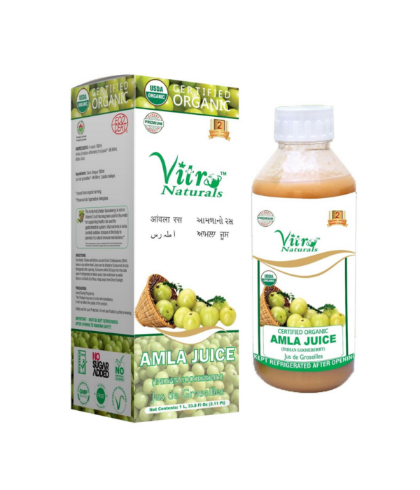 VITRO Naturals Certified Organic Amla Juice 1L | Good For Digestion And Immunity Booster | No Sugar Added | Suitable for Vegetarians