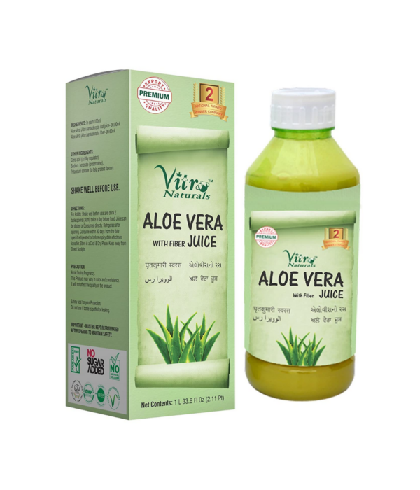 Vitro Naturals Aloe Vera Juice 1L with Fiber | Good for Immunity, Skin & Hair | Rich in Calcium & Vitamins | No Added Sugar