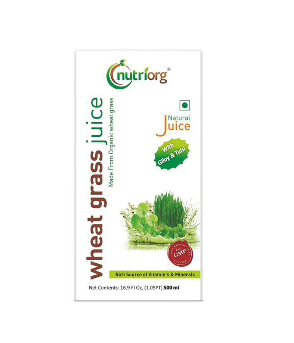 Nutriorg Wheat Grass Juice - 500ml | Made from 100% Organic Produce | Detoxification | High Chlorophyll | 7th Day Harvested Wheatgrass