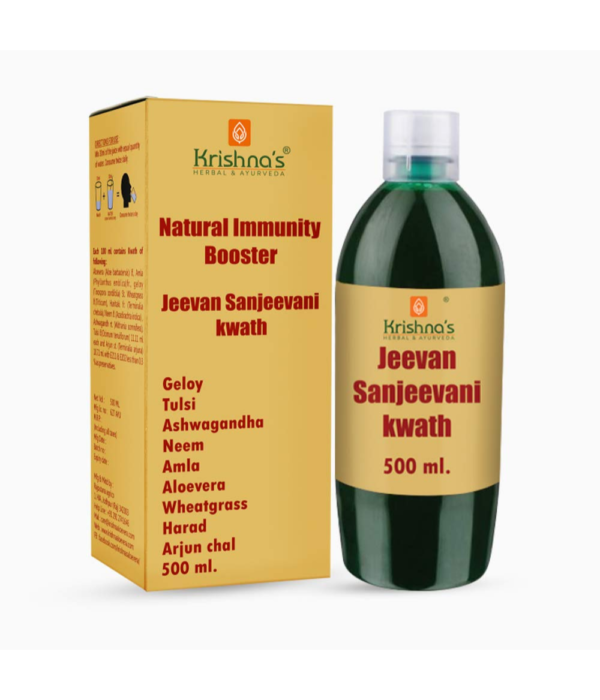 Krishna's Herbal & Ayurveda Jeevan Sanjeevani Kwath || Enriched with Aloe Vera, Amla, Giloy, Tulsi, Ashwagandha, and 4 more herbs || Natural Immunity Booster (500ML)